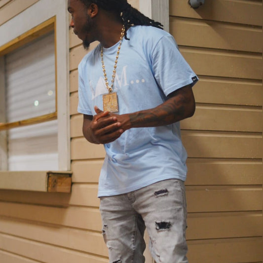 Logo Tee- Carolina Blue/White